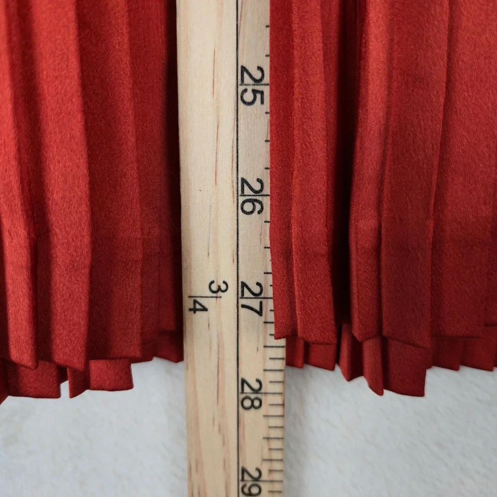 Banana Republic Olivia Palermo Burnt Orange Pleated Midi Wrap Skirt 8‎ Office
